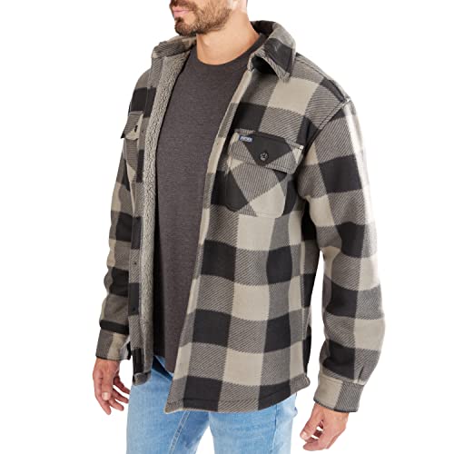 Image of Smith's Workwear Men's Sherpa-lined Plaid Fleece Shirt Jacket