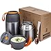 VITONIS Thermobehälter für Essen 500ml + 700ml, mit faltbaren Löffeln, Edelstahl Warmhaltebox Thermo-Essensbehälter, BPA-frei, Grau
