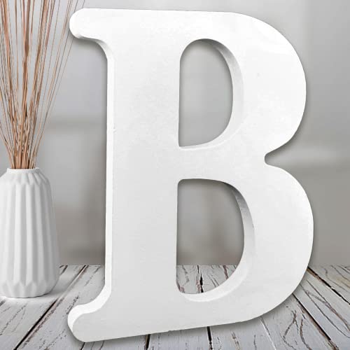 AOCEAN 8 Inch White Wood Letters, Unfinished Wooden Letters for Wall MAGA Decorative Standing Letters Slices Sign Board Decoration for Craft Home Party Projects (B)