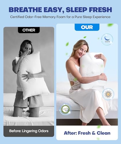 Image of Emircey Clinical-Level Relief Cervical Neck Pillow for Sleeping, Orthopedic Contour Memory Foam Pillow for Side Sleepers, Cooling Reading Pillow for Neck Relief, Ergonomic for Back Stomach Sleepers