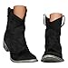 Ankle Cowboy Boots for Women Slouchy Fashion Low Calf Flat Booties Suede Chunky Heel Ankle Round Toe Short Boots Comfortable Warm Fall Winter Shoes Anti-Slip Bootie