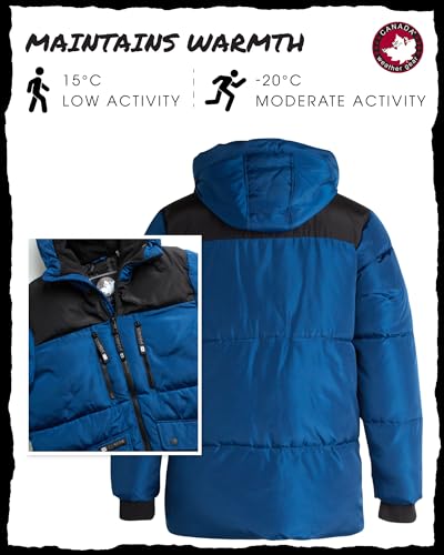 Image of CANADA WEATHER GEAR Mens Winter Puffer Jacket - Heavyweight Insulated Ski Jacket Hooded Mens Coats Weather Resistant Coat