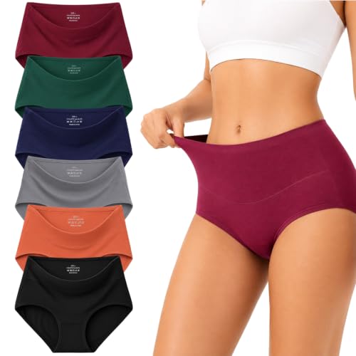 Tiedomxa Cotton Underwear for Women High Waisted Briefs 6 Pack - image 1