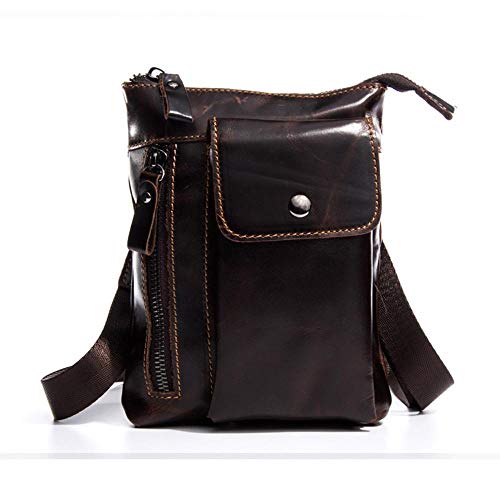 Preisvergleich Produktbild LXIANGP Männer Leder diagonal Schultertasche Männer Multifunktions-Verschleiß Gürtel Handy-Taschen Kleine Tasche kann Gürtel Handytasche Tragen