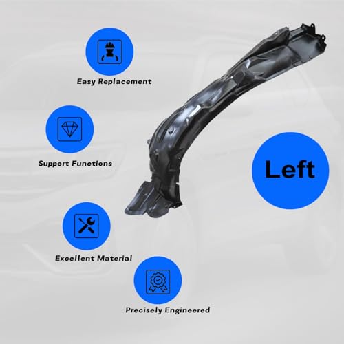 Image of NLQR Black Driver Front Fender Liner Splash Shield Guard, Fit for Subaru BRZ 2013-2020, Replace 59110CA011, 59110CA001 Front Left Fender Liner Splash Shield Guard