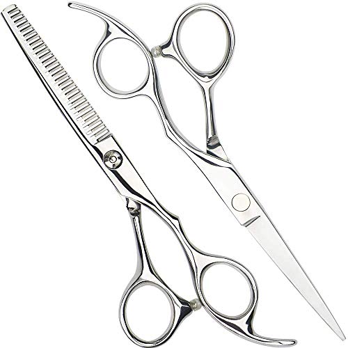 Professional Hair Cutting Scissors Thinning Shears Set - 6.5 inch Japanese Stainless Steel Razor Edge Haircut Kit - Best For Men women Kids Barber Salon JIAJIAFUDR