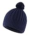 Home Prefer Toddler Boys Winter Hat With Fleece Warm Knit Skull Beanie With Pom Navy Blue