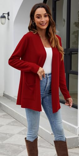 Image of Newchoice Womens Lightweight Long Sleeve Cardigans with Pockets Summer Casual Open Front Sweater Cardigan Duster