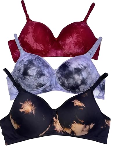 Image of BRIELLE Women's Padded Non-Wired Full Coverage Bra Polycotton Everyday Bra for Comfort & Support (Pack of 3)