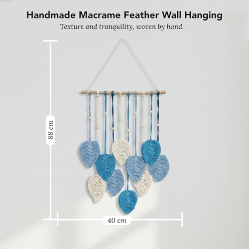 Image of Nostrae by Ekhasa Macrame Wall Hanging Leaves | Boho Wall Hanging Big Size | Handmade Macrame Wall Decor for Bedroom, Living Room, Balcony & Nursery | Boho Theme Home Decor Tapestry