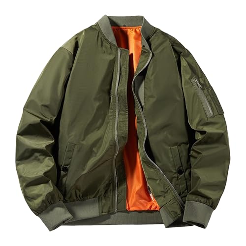 Bomber homme vert ample et imperméable en taille L pour un style décontracté