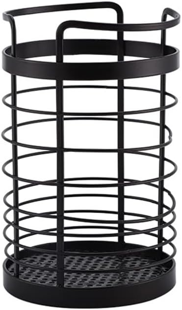 Round Stainless Steel Chopstick Tube Wrought Iron Cutlery Drain Rack Household Kitchen Storage Rack (Color : Black, Size : 16 * 10 * 10 cm) (Black 16*10*10 cm) (Black 16*10*10 cm)