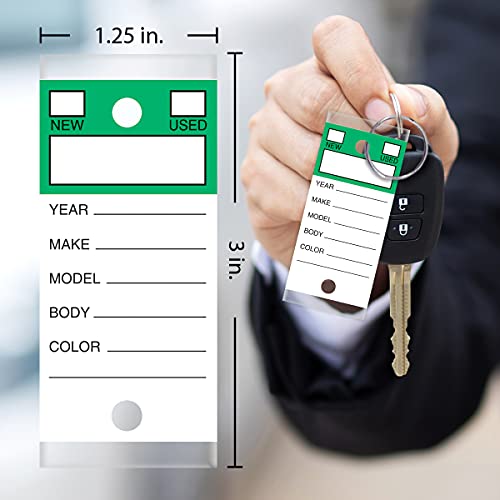 Image of Versa-Tags 250 Per Box, Self-Protecting Paper Key Tags with Chrome-Plated Split Rings Perfect for Car Truck Or RV Dealers Top Stripe Green