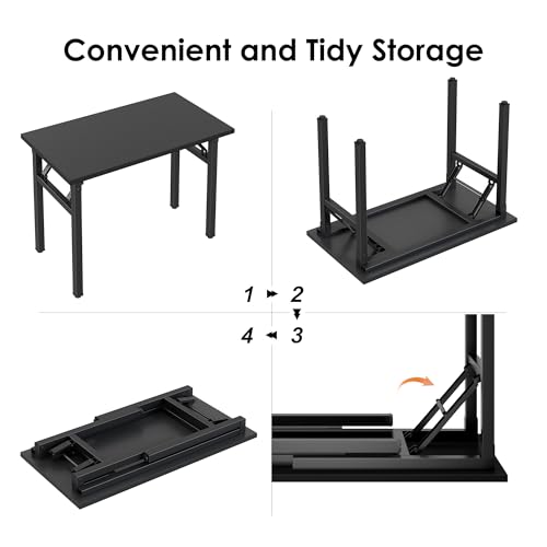 Image of Need Office Computer Desk 35.8 Inch Sturdy Folding Laptop Table Black