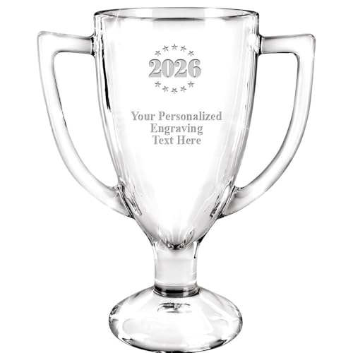 Image of Crown Awards 7 inch Custom Engraved 2026 Cup Trophy, Personalized Glass Cup Award with Your Text