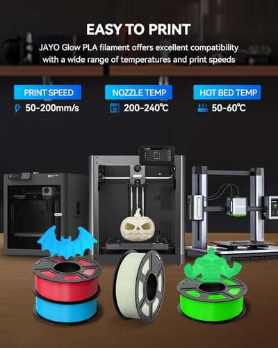 Image of JAYO Glow in the Dark PLA Filament 1.75mm, Blue Luminous Effect for Decorative 3D Printer Filament, 1.1kg Spool(2.4lbs), Compatible with Most FDM Printers