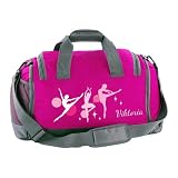 Mein Zwergenland Sporttasche Kinder mit Schuhfach und Nassfach Kindersporttasche 41L mit Namen personalisiert, Motiv Ballerina, in Pink