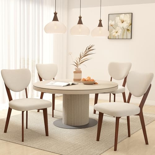 Wooden Dining Chairs Set of 2, Modern Fabric Upholstered Dining Room Chair Kitchen Chairs, Farmhouse Dinner Chair for Kitchen Dining Room - Thumbnail 3