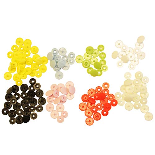 Trimming Shop KAM Sn160 Sets KAM Snaps Round Shape, Glossy Plastic Resin Fasteners No-Sew Buttons for Baby Clothes Diaper/Bibs/Nappies/Mama Pads (8 Assorted Colors)