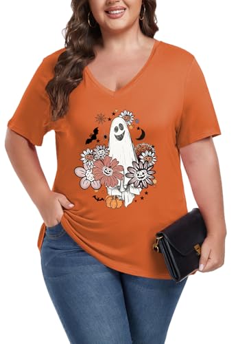 Image of ForHailey Women's Plus Size Short Sleeve Tee Shirt V Neck Basic Ladies Loose Fit T Shirt 1X-5X