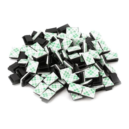 Image of Self Adhesive Cable Clips 50 Pack – 13 x 10 mm Black Wire Clips – Dash Cam and Electrical Cable Holders for Car Home and Office
