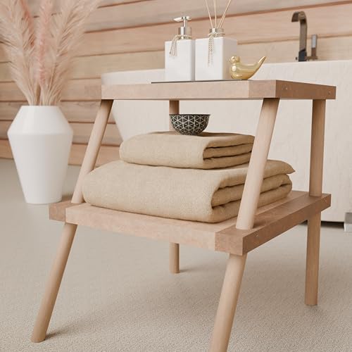 PETTI Artigiani Italiani - Badetücher aus 100% Baumwoll-Frottee, Handtuch-Set 2 + 2, 4 Stück 2 Handtücher und 2 Handtücher, beige Handtücher – Ansicht 3
