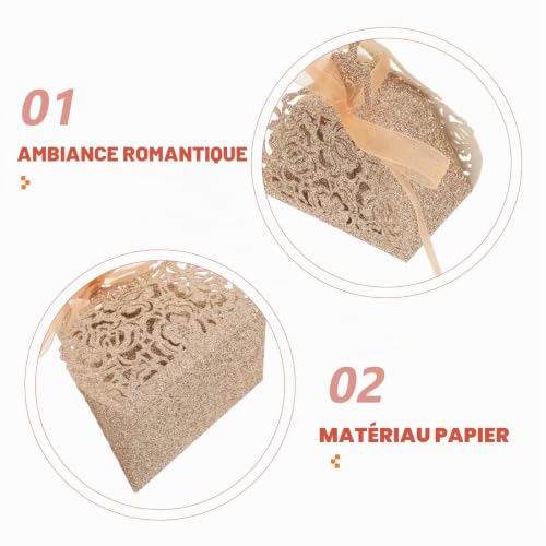 Holibanna 25 Boîtes À Dragées Pour Les Invités Boîte À Dragées Mariage Avec Ruban Boîtes À Bonbons Ajourées Emballage Pour Mariage Décorations Dorées Pour Fête Prénuptiale – vue 3
