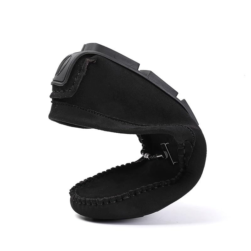 Mens Loafers Suede Vamp Round Toe Driving Shoes Resistant Flat Heel Comfortable Prom Slip On(Black,10 M US)4