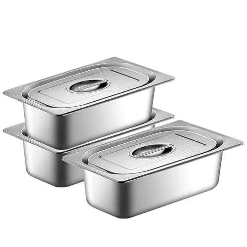 FARYODI Lot de 3 bols à panure en acier inoxydable avec couvercle, récipient avec couvercle, récipient à panure, récipient de conservation au chaud, utilisable sur route à panure résistante à la