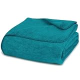 Manta de peluche Glart de un solo color en color petróleo, 130x170 cm, para sofá y sofá, como manta, colcha o cubrecama, extra mullida y cálida