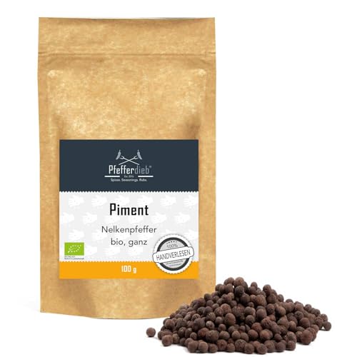 BIO Piment ganz Premium Qualität | Pimentkörner naturrein vegan | Nelkenpfeffer hocharomatisch | handgepflückte ganze Körner | 100g - Pfefferdieb