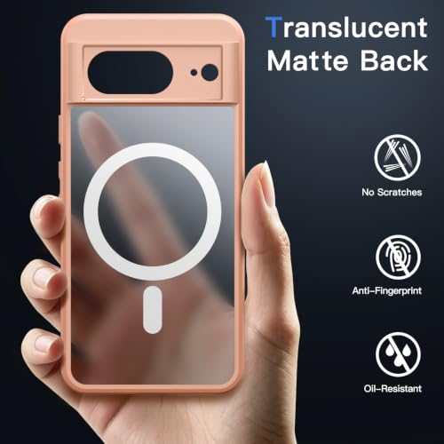 Image of JETech Magnetic Cover Case for Google Pixel 8 6.2-Inch 2023, Compatible with MagSafe, Translucent Matte Back Shockproof Phone Cover (Rose)