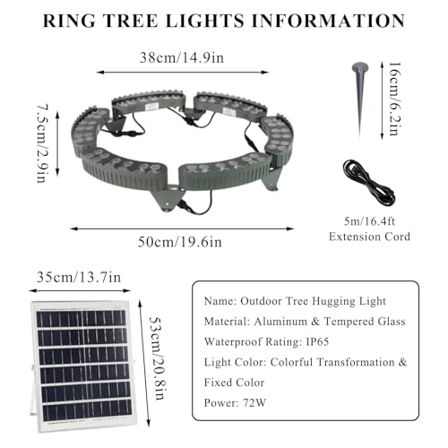 Anneau lumineux solaire d'extérieur avec télécommande pour jardin