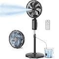 ATEngeus Outdoor Misting Fan 20000mAh Up to 21H Running Time, 12-Inch outdoor Oscillating Fan for Patios, 2 In 1 Pedestal & Tabletop Cooling Fan with Mister, Corded & Cordless, 7 Speeds, Remote, Timer