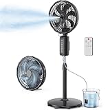ATEngeus Outdoor Misting Fan 20000mAh Up to 21H Running Time, 12-Inch outdoor Oscillating Fan for Patios, 2 In 1 Pedestal & Tabletop Cooling Fan with Mister, Corded & Cordless, 7 Speeds, Remote, Timer