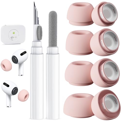 Image of 4 Pairs Replacement Ear Tips for AirPods Pro 2nd /1st (Pink) | (4 Size XXS /XS /S /M /L )Silicone Ear Tips with Cleaner kit,Noise Reduction Holewith & Built-in dust Guard Screen