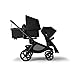 Bugaboo Kangaroo All-Terrain Single-to-Double Tandem Stroller for Infant and Toddler and Kangaroo Sibling Seat for Second Child and Upper Adapter, One-Hand Operation, Large Bassinet - Black