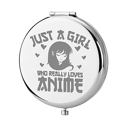 Keychin Anime Pocket Mirror Anime Fans Gift Just A Girl Who Loves Anime Compact Makeup Mirror For Women Girls Teenagers (Anime Mirror) #TOP9