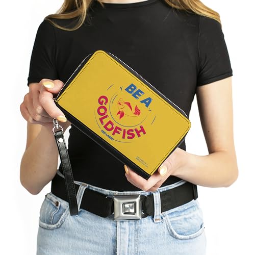 Buckle-Down PU Zip Around Wallet Rectangle Ted Lasso Be a Goldfish Quote Yellow Blue Red4