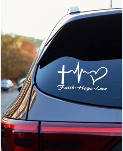 Inspirational Religious Faith Hope Love Vinyl Black Decal Sticker for Cars | Trucks | Vans | SUV | Window | Walls | Mirror | Laptop | 5"x8" | AIST – 28