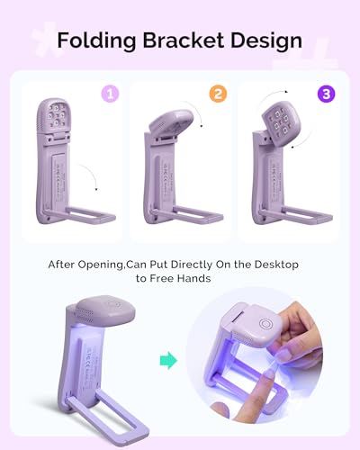 Image of MelodySusie Cordless UV Nail Lamp with Fold-Out Stand,P-Art09F Foldable UV Light with 2-in-1 Lighting & Curing Function, Rechargeable, Flash Cures All Soft Gels Especially Half-Cured, Base & Top Coat