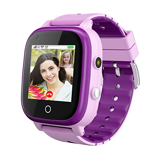 OKYUK Kids Smart Watch 4G Kids Phone Smartwatches with GPS Tracker SOS Call Camera Alarm WiFi Touch Screen Video Chat IP67 Waterproof Wrist Watch for 3-12 Ages Boys Girls Children Birthday Gift