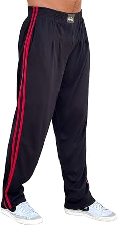 Crazee Wear Unisex-Adults Black 500Str Relaxed Fit Solid with 2 Red Stripes Sweatpants