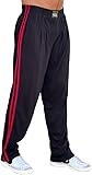 Black STR with Red Stripe Loose Fit Baggy Workout Gym Sweat Pants with Two Front Pockets for Men and Women