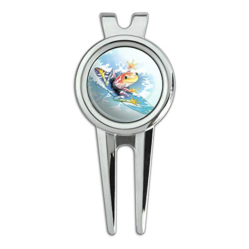 GRAPHICS & MORE Surfing Surf Rainforest Tree Frog Tropical Golf Divot Repair Tool and Ball Marker