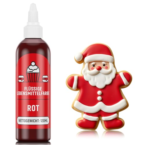 Waysroma Lebensmittelfarbe Rot 120ml hochkonzentriert & zuckerfrei Lebensmittelfarbe Flüssig zum Backen Kuchen Macaron Zuckerguss Fondant Kekse Donuts
