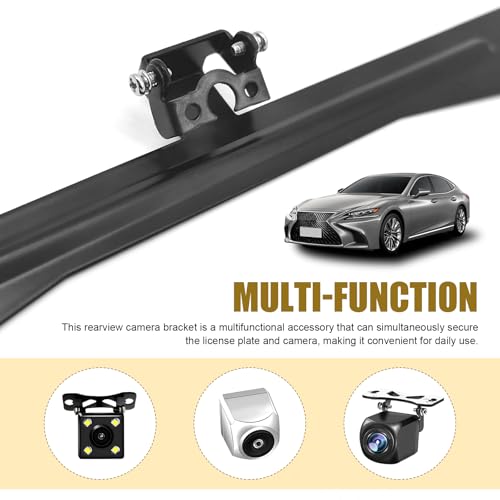 Image of MLY 1 PC Universal Car Rear View Camera License Plate Bracket, Rearview Camera Mount Reverse Cam Holder, Angle Adjustable Holder for Backup View License Plate Holder, Universal for Cars (Black)