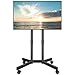 BONTEC Rolling TV Stand for 32-70 inch TVs, Mobile TV Cart with Lockable Wheels, Height Adjustable, Max VESA 400x400mm, Portable TV Stand on Wheels with Cable Management, TV Floor Stand, Black