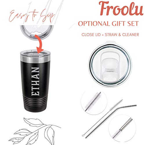 Personalized Tumbler With Lid Customized With Name - Compact & Lightweight - Cool Gifts For Men & Women - Engraved By Froolu #TOP3
