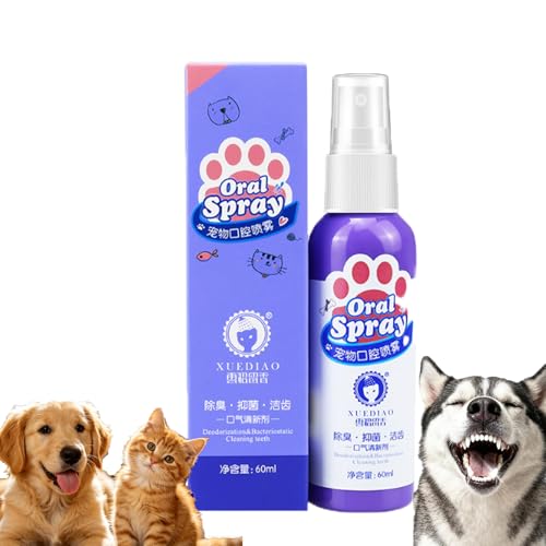 JKYBM Pet Oral Spray – 60ml 2026 Upgraded Dental Spray for Dogs and Cats, Fresh Breath Formula Helps Reduce Plaque & Tartar, Gentle Daily Teeth Cleaning Mist for Pets (1PCS)
